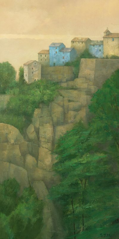 Acogedor pueblo en la ladera del acantilado de Steve Mitchell
