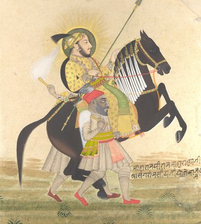 Maharana Sangram Singh montando un semental premiado de Stipple Master