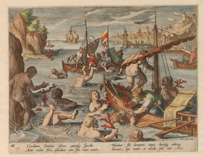 Pesca de Coral. De la serie Venationes Ferarum, Avium, Piscium de Stradanus