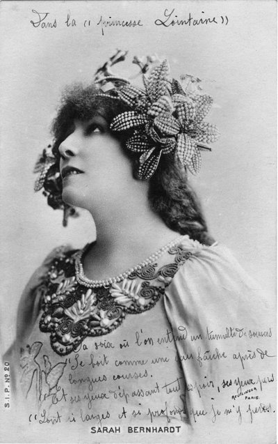 Henriette Rosine Bernard alias Sarah Bernhardt (1844-1923) en el papel de “La princesa lejana”, una obra de Edmond Rostand de Studio Reutlinger