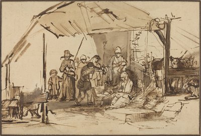 La adoración de los pastores de Studio of Rembrandt van Rijn