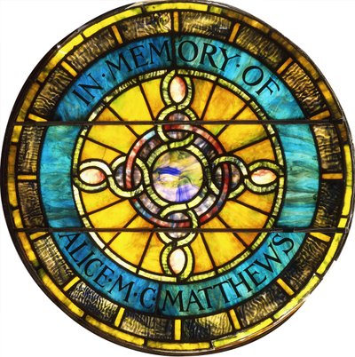 Ventana circular de vidrio emplomado de Tiffany Studios (vidrio emplomado) de Studios Tiffany