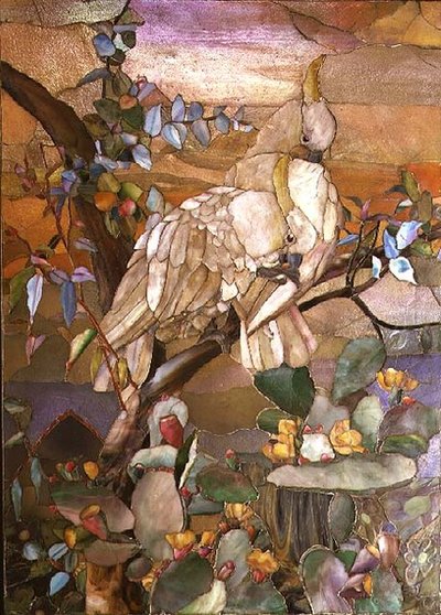 Cacatúas de cresta azufrada, tradicionalmente atribuidas a Joseph Briggs de Studios Tiffany