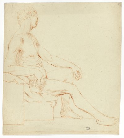 Académico desnudo masculino sentado de Style of Jacques Louis David