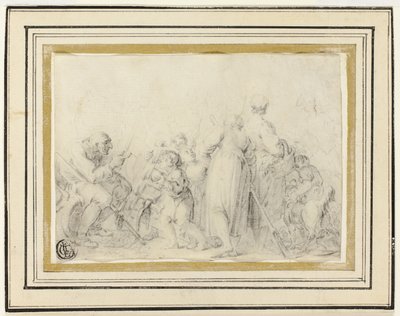 Escena de género con anciano, campesinas y niños de Style of Jean Baptiste Greuze