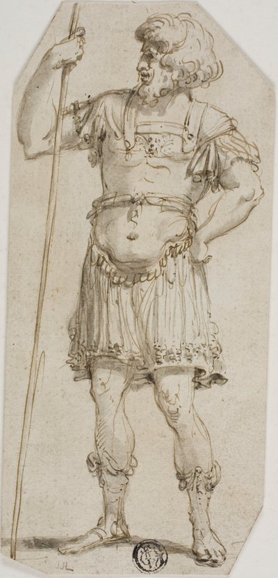 Guerrero romano de pie con bastón en la mano de Style of Raymond de Lafage