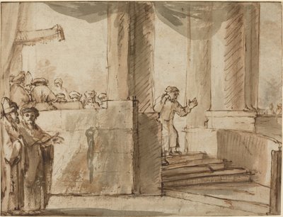 Judas Dejando al Sumo Sacerdote de Style of Rembrandt van Rijn