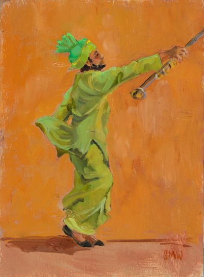 Bailarina verde india con chimta de Sue Wales