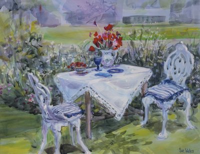 Amapolas y tela blanca, 1997 de Sue Wales