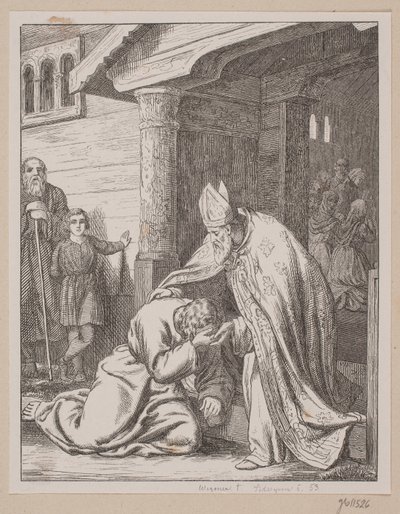 El Obispo Vilhelm Recibe al Arrepentido Svend Estridsen en la Puerta de la Iglesia de Södergren