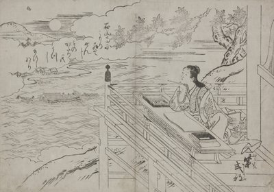 Ilustración que representa a Lady Murasaki de Sukenobu Nishikawa