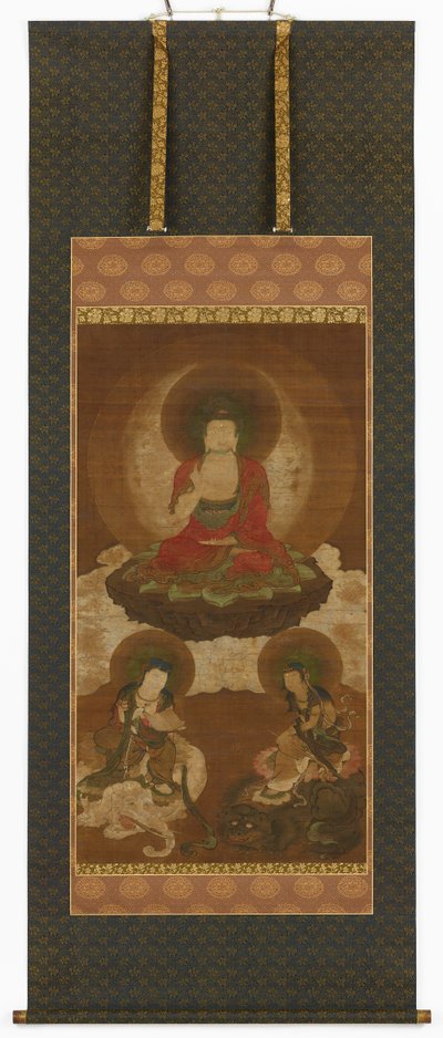 Tríada budista: Sakyamuni, Manjusri y Samantabhadra, período Edo, mediados del siglo XVII-principios del siglo XVIII de Sumiyoshi Gukei