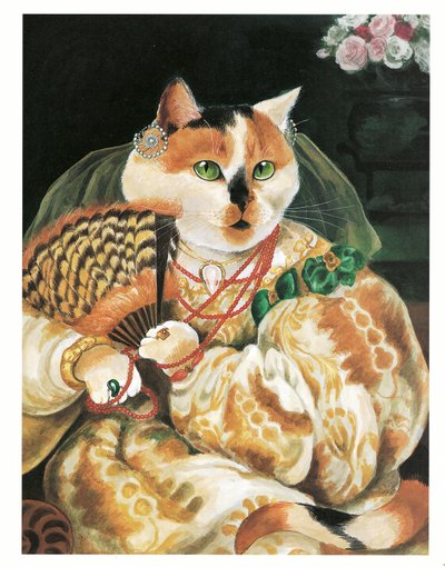 Ilustración de Gatos prerrafaelitas (pub. 1999) de Susan Herbert