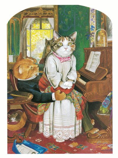 Ilustración de Gatos prerrafaelitas (pub. 1999) de Susan Herbert