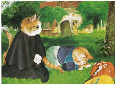 Ilustración de Gatos prerrafaelitas (pub. 1999) de Susan Herbert