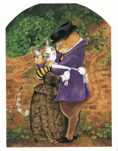 Ilustración de Gatos prerrafaelitas (pub. 1999) de Susan Herbert