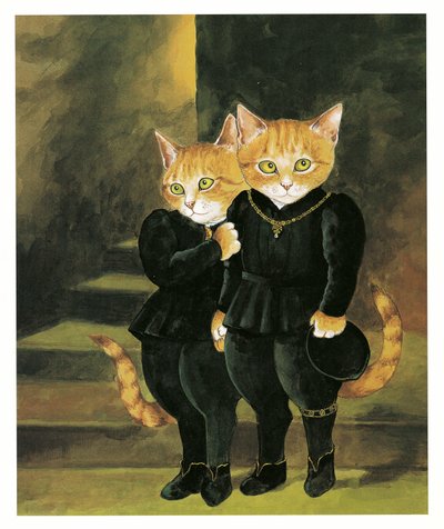 Ilustración de Gatos prerrafaelitas (pub. 1999) de Susan Herbert