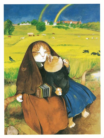 Ilustración de Gatos prerrafaelitas (pub. 1999) de Susan Herbert
