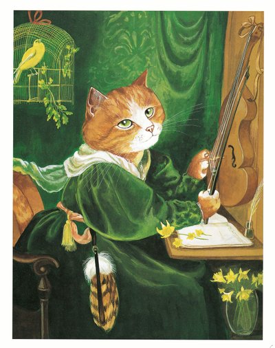 Ilustración de Gatos prerrafaelitas (pub. 1999) de Susan Herbert