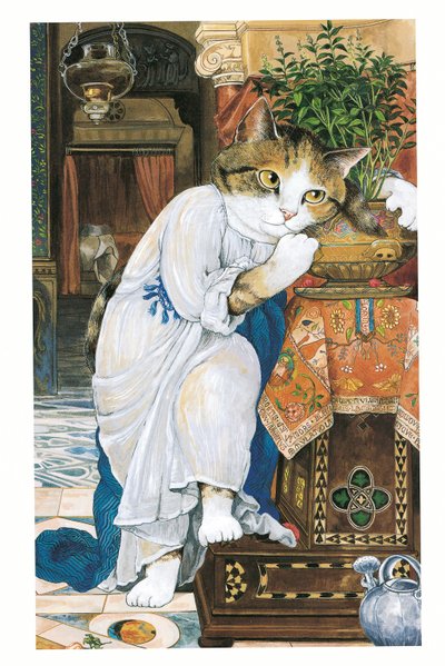Ilustración de Gatos prerrafaelitas (pub. 1999) de Susan Herbert
