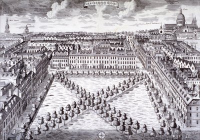 Vista aérea de Charterhouse Square, Finsbury, Londres, c. 1750 de Sutton Nicholls