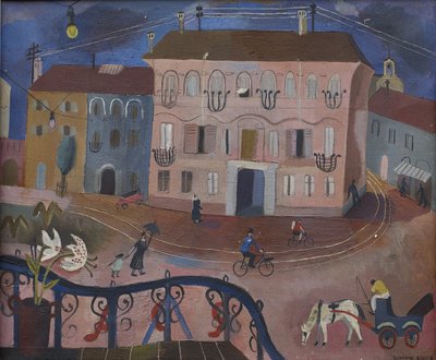 Escena callejera (óleo sobre lienzo) de Suzanne Cooper
