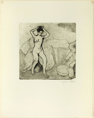 Catherine Prepara el Baño y Louise, Desnuda, Se Arregla el Cabello de Suzanne Valadon