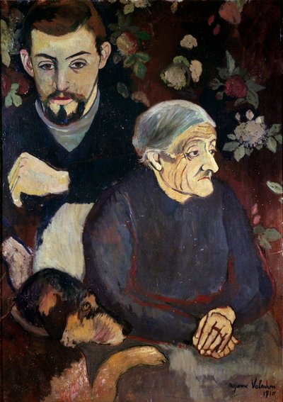 Retrato del pintor Maurice Utrillo, su abuela y un perro de Suzanne Valadon