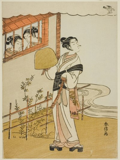 (Facsímil) El cuarto mes (Uzuki), de la serie "Versiones populares de poetas inmortales en cuatro estaciones (Fuzoku shiki kasen)" de Suzuki Harunobu