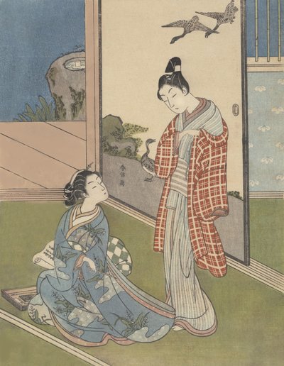 Una niña escribiendo una carta, siglo XVIII de Suzuki Harunobu