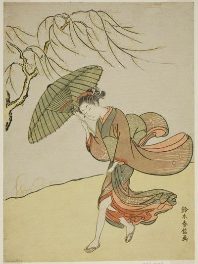 Un día ventoso de Suzuki Harunobu