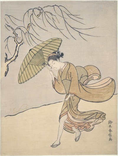 Un día ventoso de verano de Suzuki Harunobu