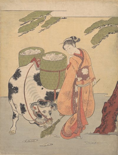 Una Mujer Barriendo Sus Cartas de Amor, 1725-1770 de Suzuki Harunobu
