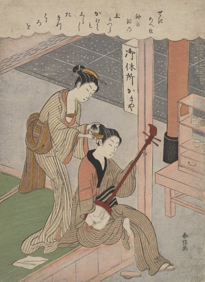 Peinándose el cabello, 1770 de Suzuki Harunobu