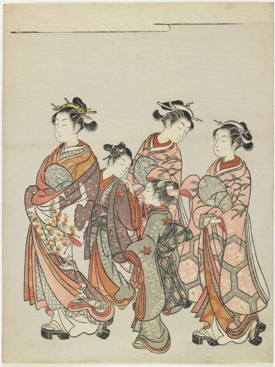 Cortesana con asistentes en desfile, después de 1766 de Suzuki Harunobu