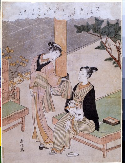 Cortesana Osen con un cliente de Suzuki Harunobu
