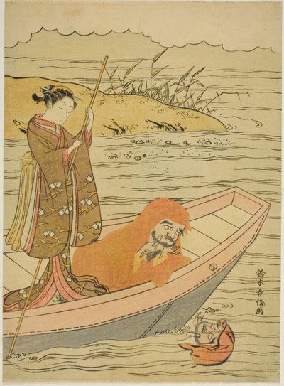 Daruma mirando su reflejo de Suzuki Harunobu