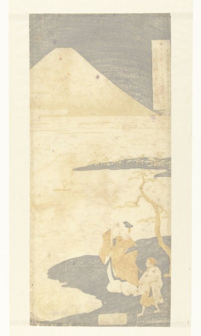 El poeta Yamabe no Akahito mirando al monte Fuji Poemas de cien poetas (título de la serie) Hyakunin isshu no uchi (título de la serie) de Suzuki Harunobu