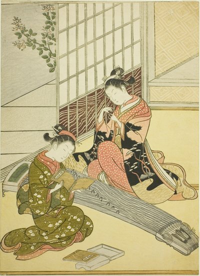 Gansos descendiendo de los puentes Koto (Kotoji no rakugan), de la serie "Ocho vistas del salón (Zashiki hakkei)" de Suzuki Harunobu