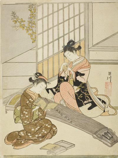 Gansos descendiendo de los puentes de Koto de Suzuki Harunobu