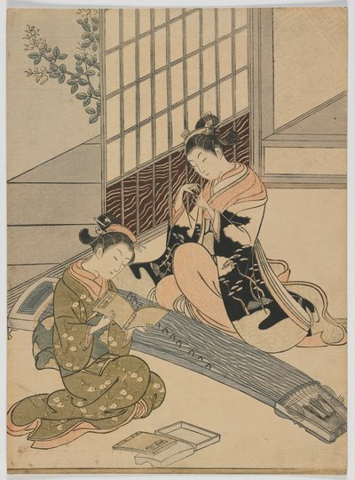 Gansos descendiendo del Koto, período Edo, c.1766 de Suzuki Harunobu