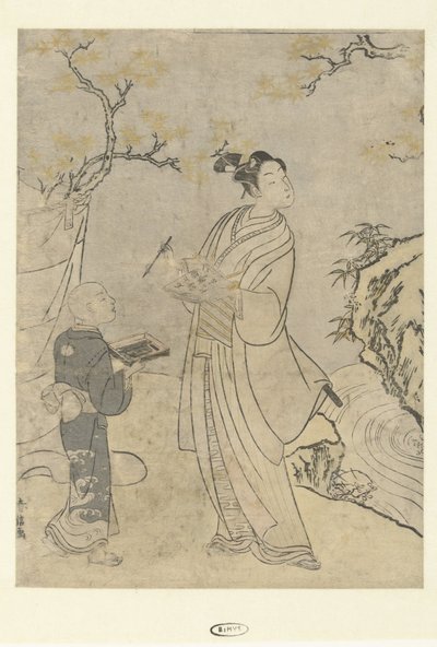 escribiendo un poema de Suzuki Harunobu
