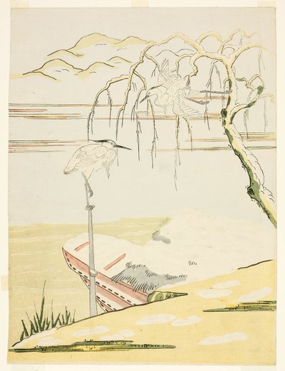 Garzas en la nieve de Suzuki Harunobu