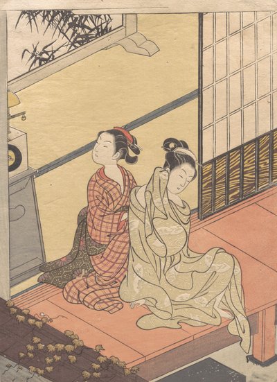 Campanada Vespertina del Reloj Tokei no bansho, de la serie “Ocho Vistas del Salón”, ca. 1766 de Suzuki Harunobu