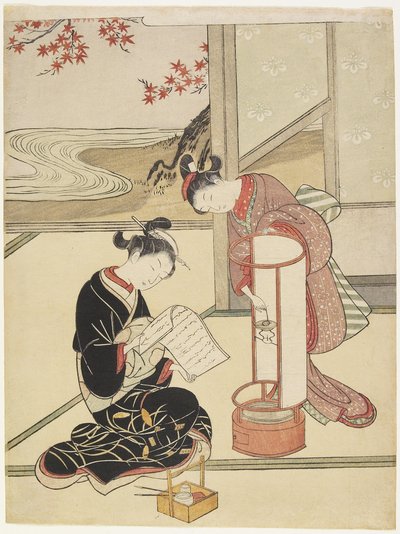 Brillo vespertino de la linterna, después de 1766 de Suzuki Harunobu