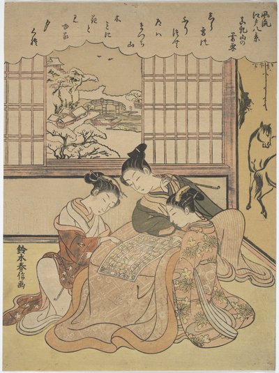 Nieve vespertina en la colina Matsuchi, de la serie Ocho vistas de moda de Edo (Furyu Edo hakkei) de Suzuki Harunobu