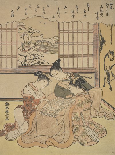 Nieve vespertina en la colina Matsuchi, de la serie Ocho vistas de moda de Edo, ca. 1765-70 de Suzuki Harunobu