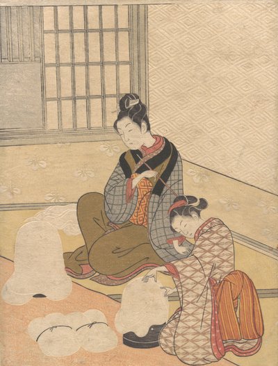 Nieve vespertina en el Nurioke, de la serie Ocho vistas del salón, ca. 1766 de Suzuki Harunobu