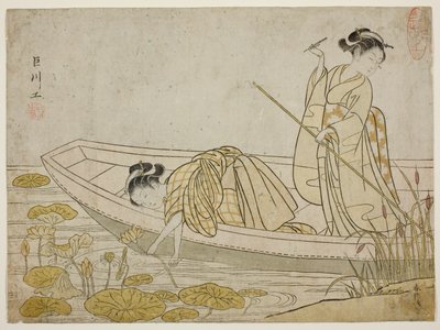 Recogiendo flores de loto de Suzuki Harunobu