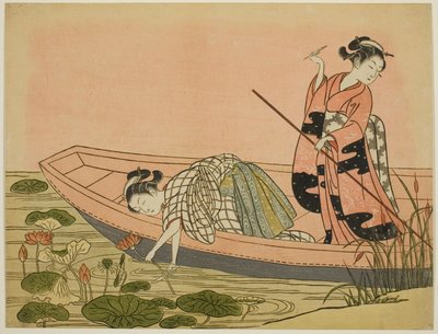Recogiendo flores de loto de Suzuki Harunobu
